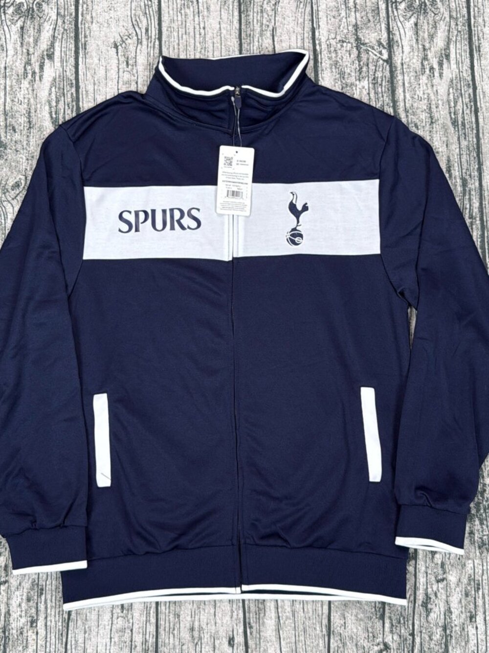 Tottenham Hotspur TOT52TJ Track Jacket Full Zip Navy White L NWT